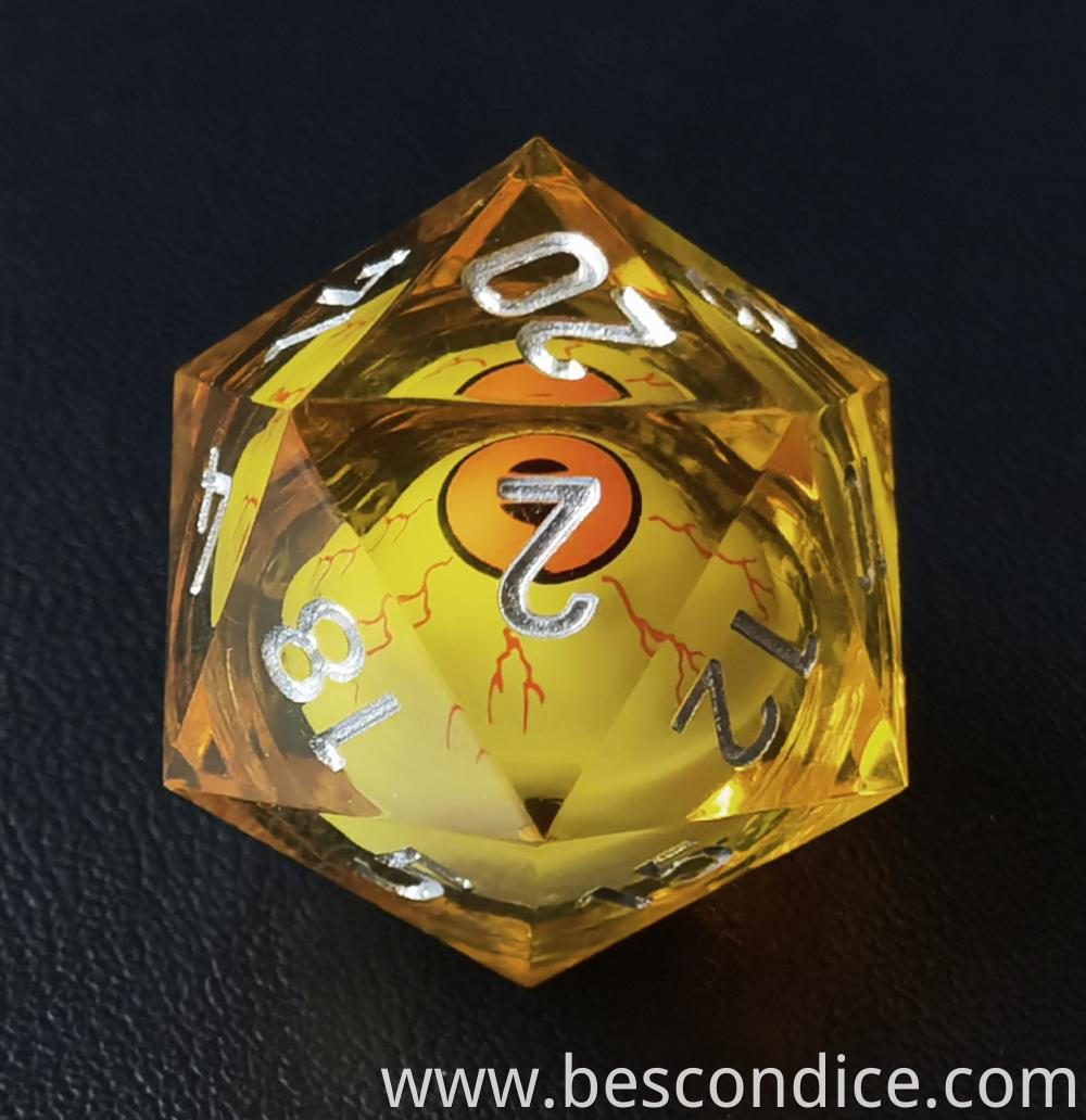 Liquid Core Sharp Edge Resin Polyhedral Dice 2